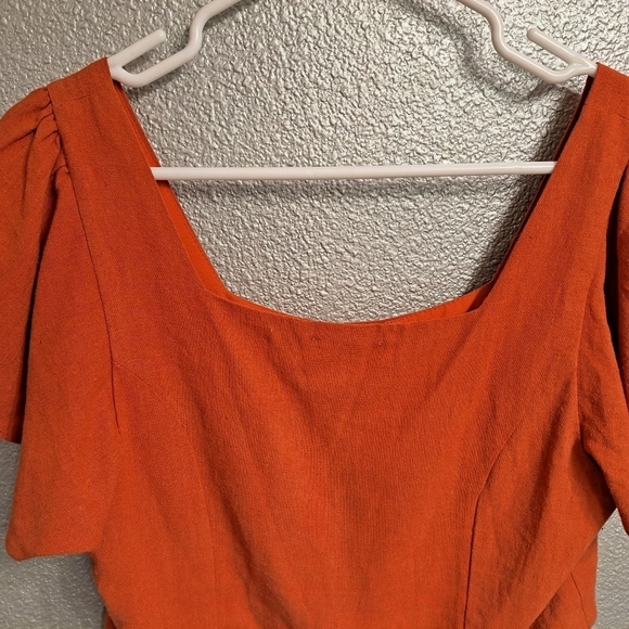 Blashe of Los Angeles Burnt Orange Linen Blend Cropped Top   Size M - Picture 5 of 6